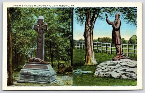 Irish Brigade Monument Gettysburg Pennsylvania PA Trees & Grounds View Postcard