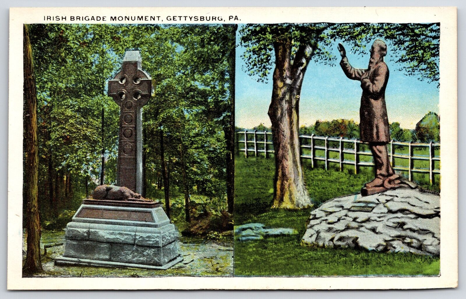 Irish Brigade Monument Gettysburg Pennsylvania PA Trees & Grounds View