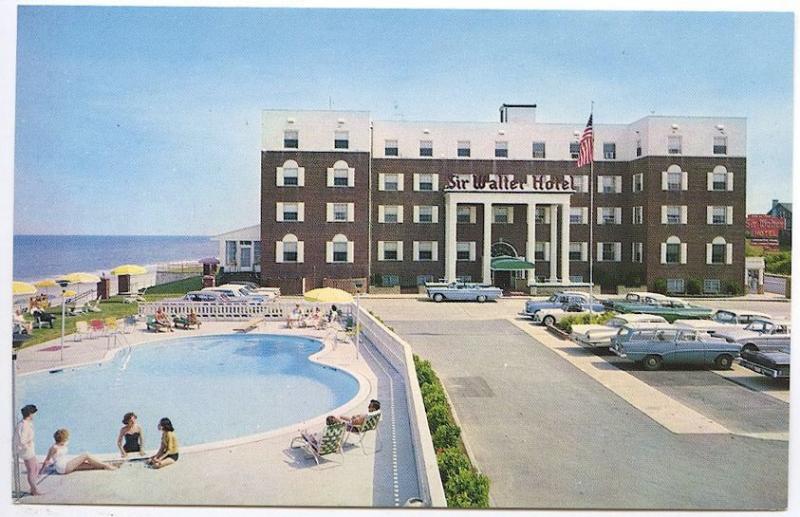 Virginia Beach VA The Sir Walter By The Sea Motel Old Cars Postcard