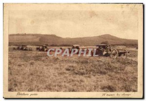 Postcard Old Artillery scope through fields Militaria