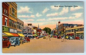 TORRINGTON, Connecticut CT ~ MAIN STREET Scene ca 1930s-40s Linen Postcard 