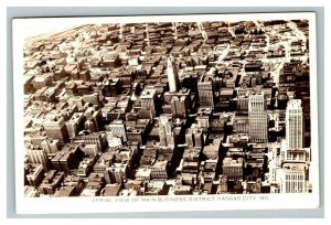 Vintage 1939 RPPC Postcard Aerial Business District Skyscrapers Kansas City MO
