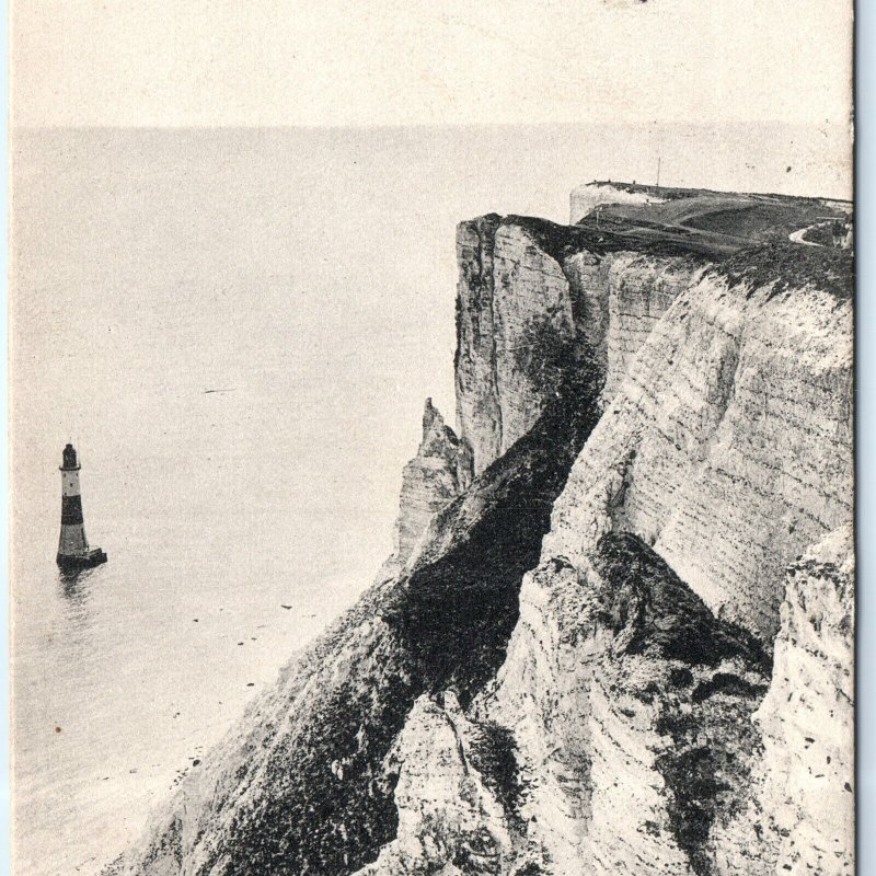 c1900s Beachy Head, East Sussex, England Lighthouse Postcard Chalk Headland A81