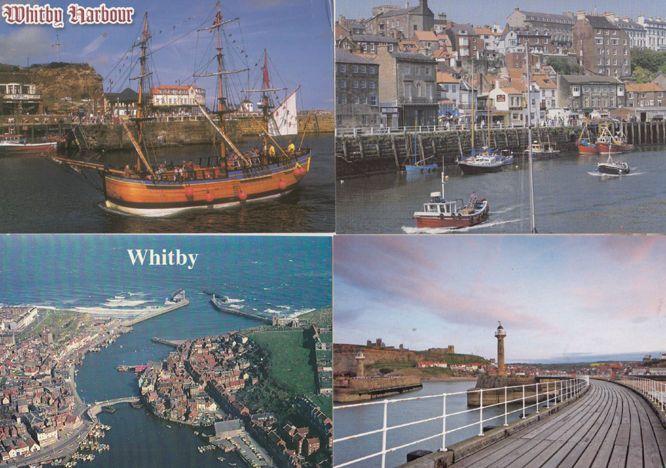 Whitby Harbour Rainbow Pirate Type Guide Ship Boat Aerial 4x Stunning Postcard s