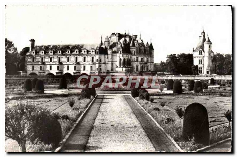 Postcard Old Chateau Chenonceaux I and L Gardens