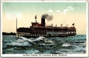 1920's Lachine Rapids Saint Lawrence River Montreal Canada Posted Postcard