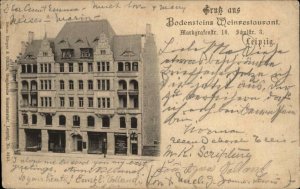 Leipzig Germany Gruss aus Bondensteins Weinrestaurant c1905 Postcard