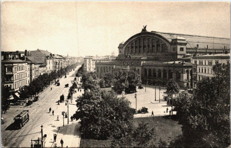 Germany Berlin Askanischer Platz mit Anhalter Bahnhof Vintage Postcard B132