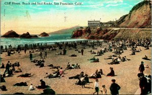 Cliff House Seal Rocks and Beach San Francisco CA California 1924 DB Postcard A2
