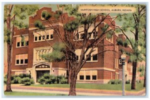 1952 McIntosh High School Exterior Building Exterior Auburn Indiana IN Postcard