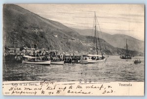 Venezuela Postcard La Guaira River and Boat Scene 1905 Antique Posted