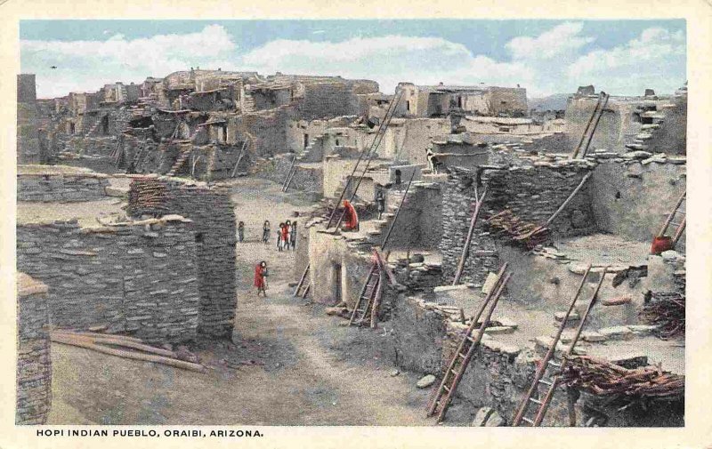 Hopi Native American Indian Pueblo Oraibi Arizona 1930s postcard