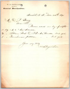 1894  Haverhill  New Hampshire  W. H. Page & Son General Merch  Receipt 10 x 8