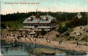 Postcard NB Saint John Crowds at Rockwood Park Pavilion ~1910 K43