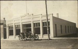 Milnor ND Garage & Old Car c1910 Real Photo Postcard