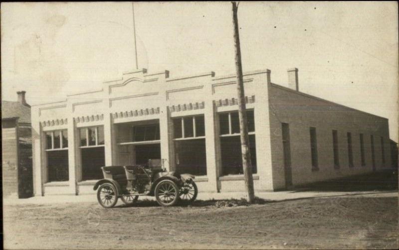 Milnor ND Garage & Old Car c1910 Real Photo Postcard