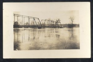 RPPC WARSAW MISSOURI OSAGE RIVER BRIDGE FLOOD VINTAGE REAL PHOTO POSTCRD