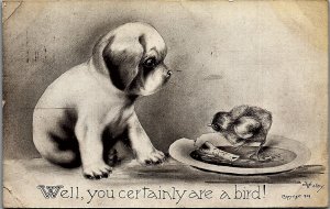 1909 PUPPY BABY CHICK YOU ARE A BIRD VC COLBY ARTIST SIGNED POSTCARD 39-64