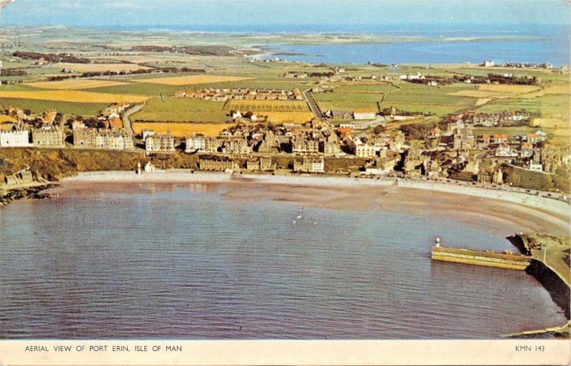 PORT ERIN ISLE OF MAN UK AERIAL VIEW POSTCARD 1950s