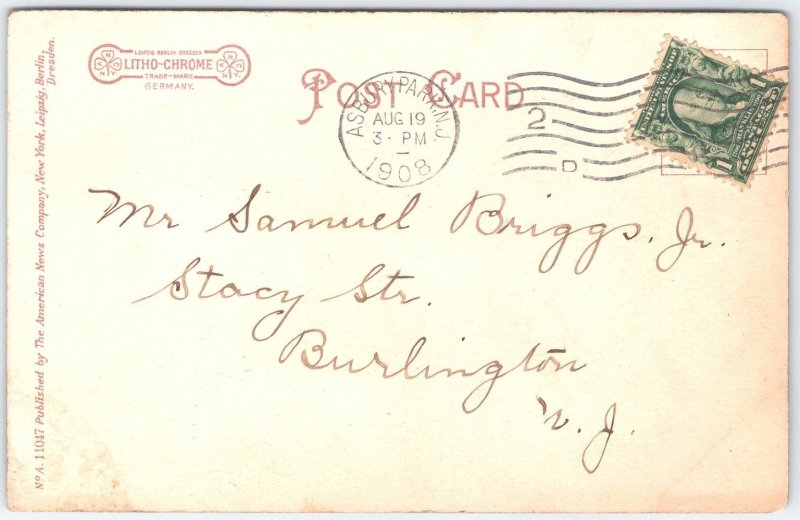 Vintage 1908 Bathing Arcade Asbury Park NJ Postcard Litho-Chrome