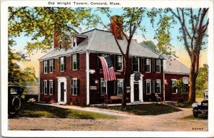 Old Wright Tavern Concord Massachusetts Postcard antique car license plate