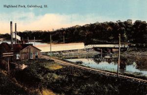 Galesburg Illinois Highland Park Covered Bridge Antique Postcard K20001