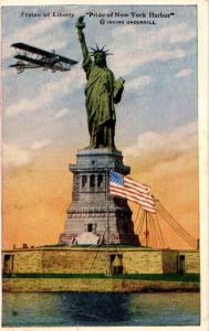 NY - New York City. Statue of Liberty, Aeroplane, circa 1910