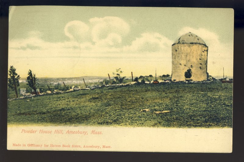 Amesbury, Massachusetts/MA/Mass Postcard, Powder House Hill, 1906!