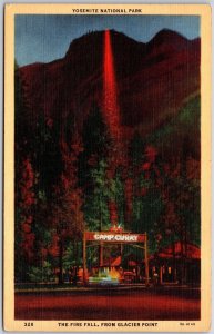 Yosemite National Park The Fire Fall From Glacier Point Summer Season Postcard
