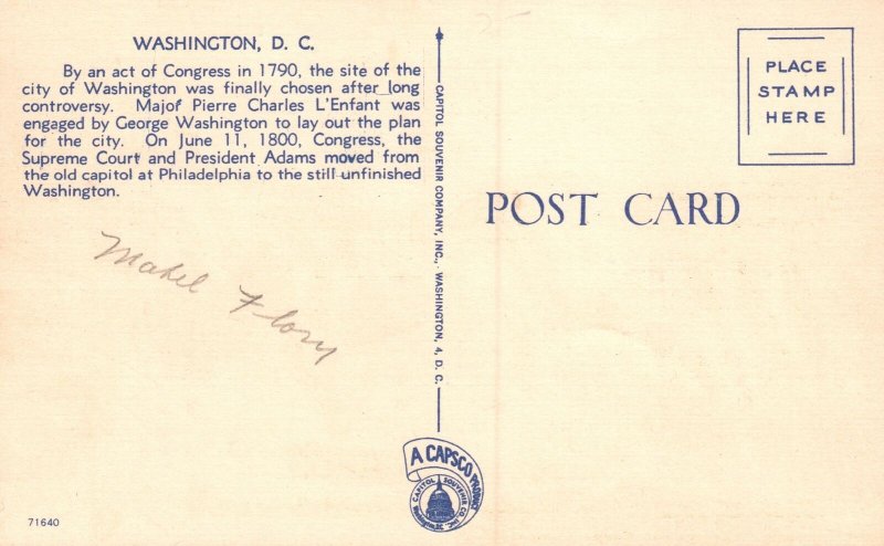 Vintage Postcard 1930's Greetings From Washington  D.C. District of Columbia