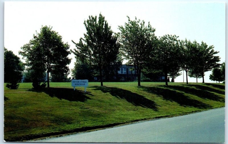 Postcard - Entrance to the University of Maine at Machias, Maine