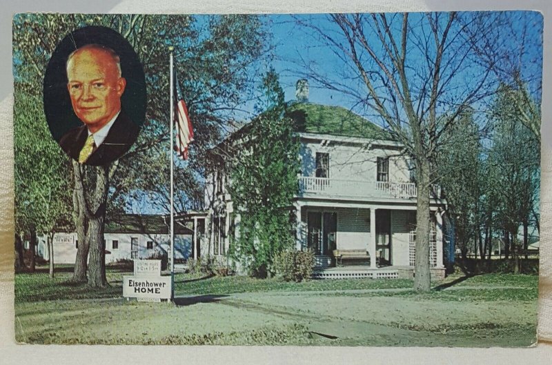 Eisenhower Home Abilene Kansas Vintage Postcard