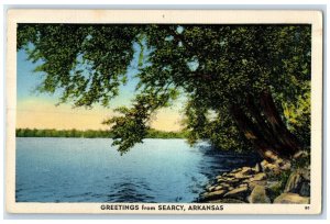c1940s Greetings From Searcy Trees And River Scene Arkansas AR Unposted Postcard