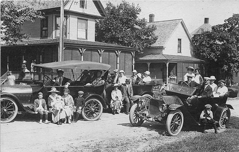 Busy 1916 view in Maine License Plate #17138 Old Cars Real Photo Postcard