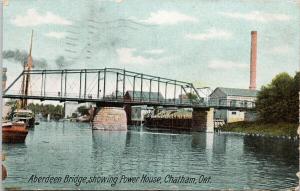 Aberdeen Bridge & Power House Chatham Ontario ON c1908 Postcard E54