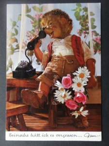 Mecki Hedgehog TELEPHONE & FLOWERS THEME c1970/80's Postcard by Diehl Film 417