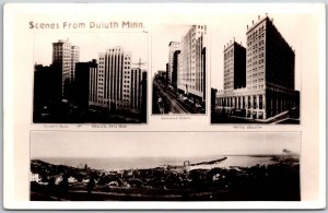 Alworth Building Street & Hotel Scenes From Duluth Minnesota RPPC Photo Postcard