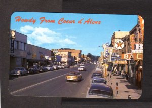 ID Howdy From Coeur d'Alene Idaho Texaco Central Motors Shamrock Bar Postcard