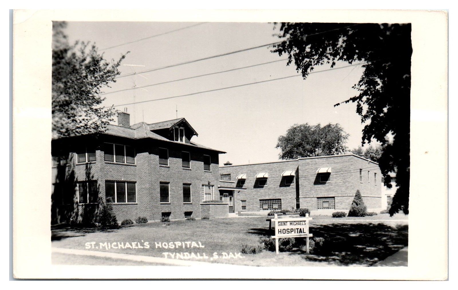 1965 RPPC St. Michael's Hospital, Tyndall, SD Real Photo Postcard