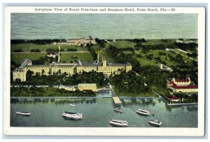 c1920 Aeroplane View Royal Poinciana  Breakers Hotel Palm Beach Florida Postcard