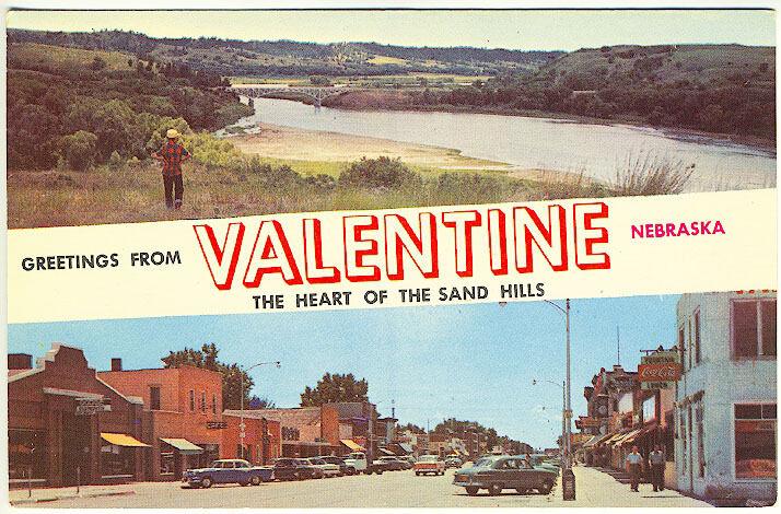 Valentine NE Sand Hills & Street View Coca Cola Sign Old Cars Vintage Postcard