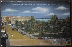 Memphis, TN - Confederate Park, Post Office and Mississippi River - 1943