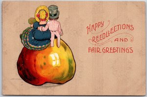 1910's Happy Recollections Fair Greetings Hand Colored Lovers Postcard