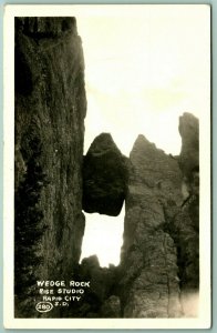 RPPC Wedge Rock Rapid City South Dakota SD Rise Studio 280 UNP Postcard H11