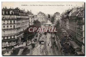 Paris - 4 - Rue du Temple and the Place de la Republique - Old Postcard