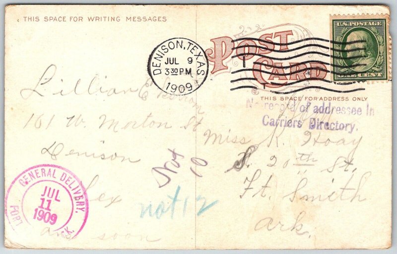 Denison Texas 1909 Postcard Birdseye Aerial View