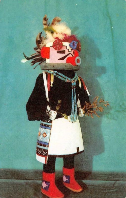 Native Americana   VELVET MAN KACHINA DOLL  Made By Hopi Indians  Postcard