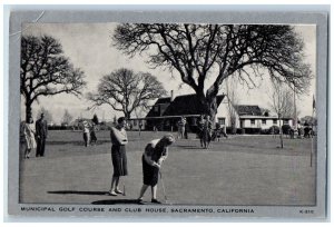 Sacramento California CA Postcard Municipal Golf Course Club House c1940 Vintage