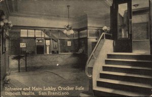 San Francisco CA Crocker Safe Deposit Vaults Bank Interior c1910 Postcard