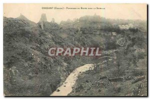 Old Postcard Crozant Creuse Bourg panorama with Sedelle